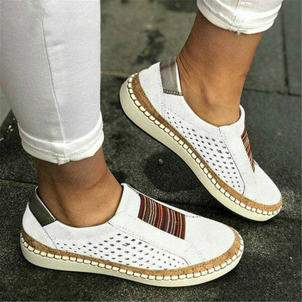 Women Breathable Hollow Out Female Casual Flats Shoes, Size:39(Blue)-garmade.com
