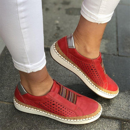 Women Breathable Hollow Out Female Casual Flats Shoes, Size:40(White)-garmade.com
