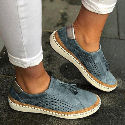 Breathable Sneakers Women Flats, Size:35(Blue)-garmade.com