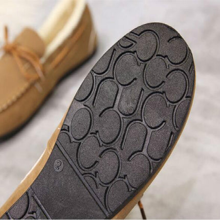 Solid Color Velvet Warm Female Flat Cotton Non-slip Shoes, Size:35(Grey)-garmade.com