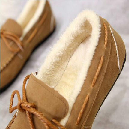 Solid Color Velvet Warm Female Flat Cotton Non-slip Shoes, Size:37(Grey)-garmade.com