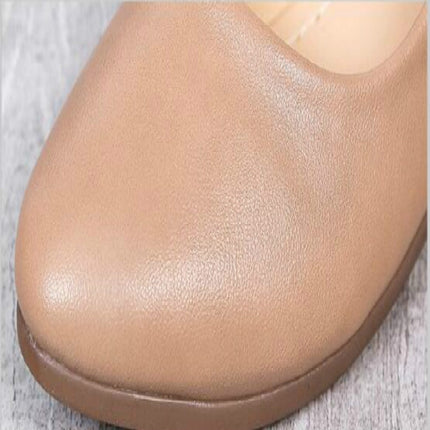 Wedges Comfortable Round Head Shallow Mouth Women Shoes, Size:36(Khaki)-garmade.com