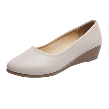 Wedges Comfortable Round Head Shallow Mouth Women Shoes, Size:36(Beige)-garmade.com