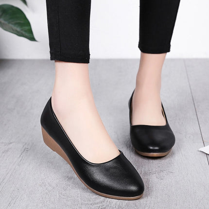 Wedges Comfortable Round Head Shallow Mouth Women Shoes, Size:36(Black)-garmade.com