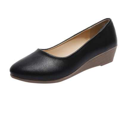 Wedges Comfortable Round Head Shallow Mouth Women Shoes, Size:38(Black)-garmade.com