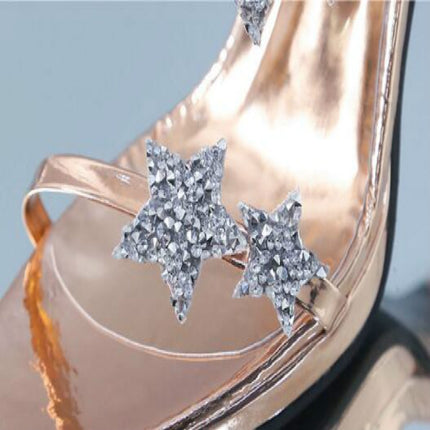 Sexy Peep Toe Five Pointed Star High Heels Sandals Wedding Shoes, Size:34(Silver)-garmade.com