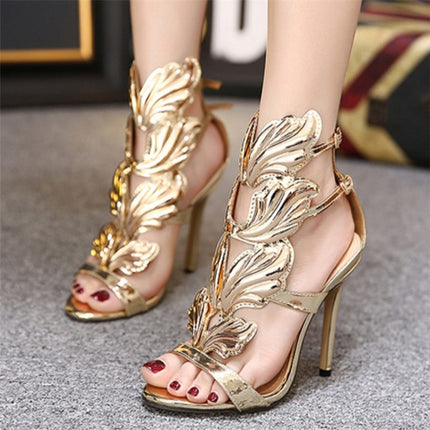 Metal Wings Thin High Heel Women Shoes, Shoe Size:35(Gold)-garmade.com