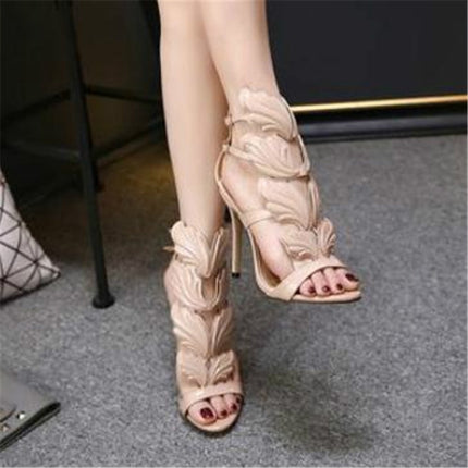 Metal Wings Thin High Heel Women Shoes, Shoe Size:36(Nude)-garmade.com
