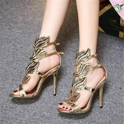Metal Wings Thin High Heel Women Shoes, Shoe Size:37(Gold)-garmade.com