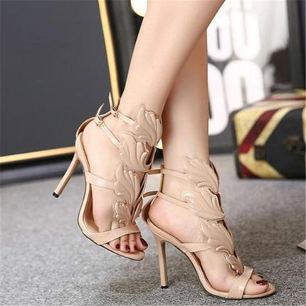 Metal Wings Thin High Heel Women Shoes, Shoe Size:37(Nude)-garmade.com