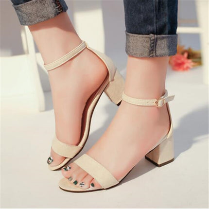 Women Summer Open Toe Sandals, Size:34(Beige)-garmade.com