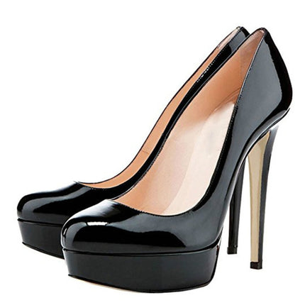 Women Sexy Stiletto Shoes High Heel, Shoes size:33(Black Patent Leather 8cm)-garmade.com