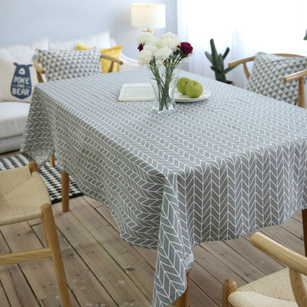 Literary Fresh Geometric Cotton Linen Tablecloth Gray Arrow Rectangular Coffee Table Cloth Desk Cloth, Size:90x90cm-garmade.com