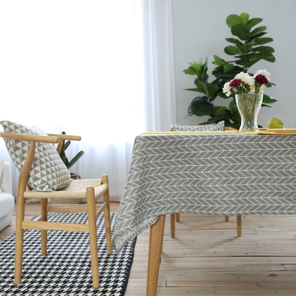 Literary Fresh Geometric Cotton Linen Tablecloth Gray Arrow Rectangular Coffee Table Cloth Desk Cloth, Size:140x140cm-garmade.com