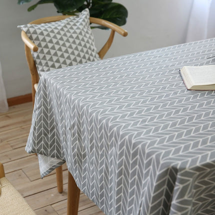 Literary Fresh Geometric Cotton Linen Tablecloth Gray Arrow Rectangular Coffee Table Cloth Desk Cloth, Size:140x160cm-garmade.com