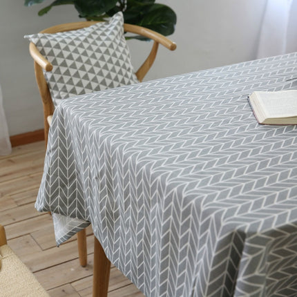Literary Fresh Geometric Cotton Linen Tablecloth Gray Arrow Rectangular Coffee Table Cloth Desk Cloth, Size:140x180cm-garmade.com