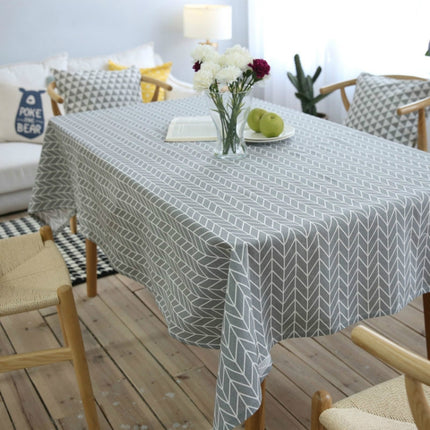 Literary Fresh Geometric Cotton Linen Tablecloth Gray Arrow Rectangular Coffee Table Cloth Desk Cloth, Size:140x220cm-garmade.com