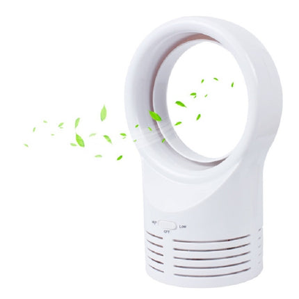 Bladeless Mini Fan Round Desktop Leafless Fan Air Cooling Fan Air Cooler, Style:UK Plug(White)-garmade.com