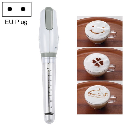 220V Electric Milk Bubbler Kitchen Coffee Mixing Handheld Egg Beater, Specification:EU Plug(White + Gray)-garmade.com