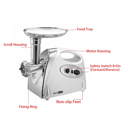 MGB -120A 250W Household Electric Multi-function Stainless Steel Kitchen Sausage Twisting Machine Meat Grinder(White)-garmade.com