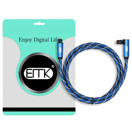 EMK 90 Degree Swivel Adjustable Right Angled 360 Degrees Rotatable Plug Nylon Woven Mesh Optical Audio Cable, Cable Length:1m(Blue)-garmade.com