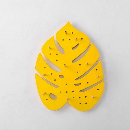 Wooden Storage Shelf Hole Plate Storage Wall Shelf, Style:Leaf(Yellow)-garmade.com