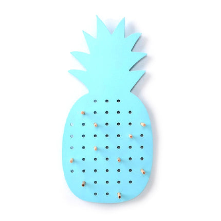 Wooden Storage Shelf Hole Plate Storage Wall Shelf, Style:Pineapple(Blue)-garmade.com