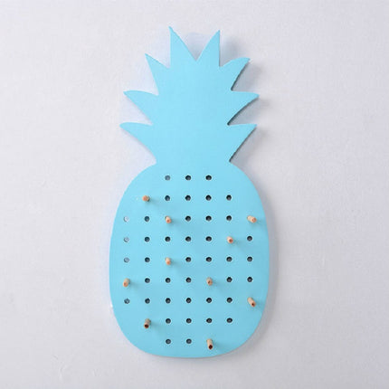 Wooden Storage Shelf Hole Plate Storage Wall Shelf, Style:Pineapple(Blue)-garmade.com