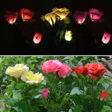 Solar LED Artificial Rose Lantern Garden Decoration Lawn Lamp(Pink)-garmade.com