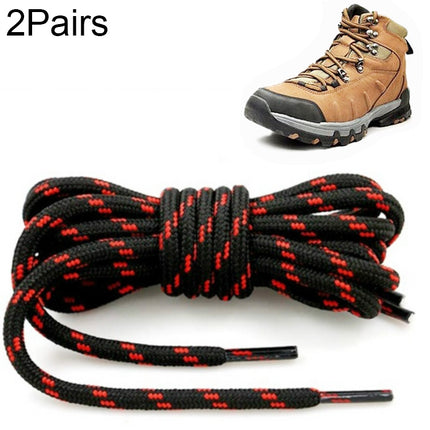2 Pairs Round High Density Weaving Shoe Laces Outdoor Hiking Slip Rope Sneakers Boot Shoelace, Length:100cm(Black-Red)-garmade.com