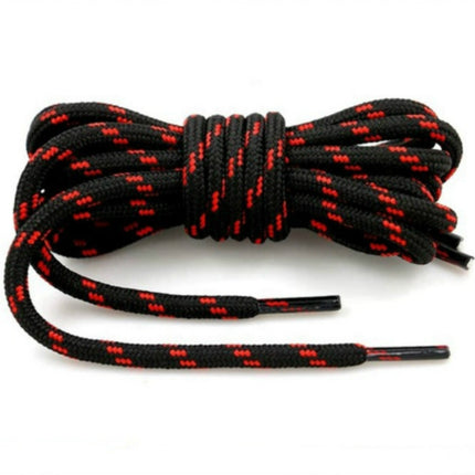 2 Pairs Round High Density Weaving Shoe Laces Outdoor Hiking Slip Rope Sneakers Boot Shoelace, Length:100cm(Black-Red)-garmade.com
