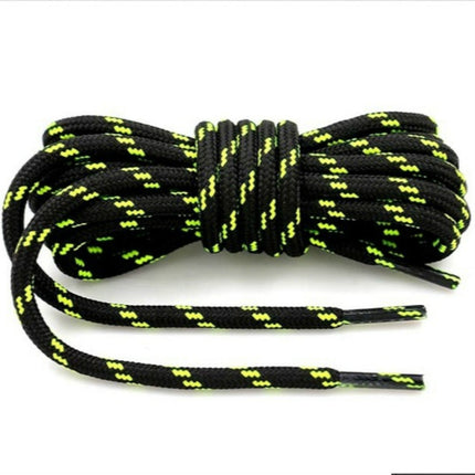2 Pairs Round High Density Weaving Shoe Laces Outdoor Hiking Slip Rope Sneakers Boot Shoelace, Length:100cm(Black-Fluorescent Green)-garmade.com