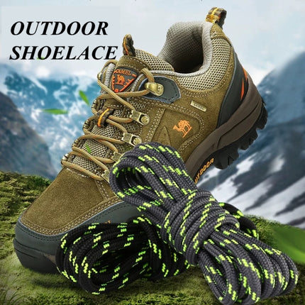 2 Pairs Round High Density Weaving Shoe Laces Outdoor Hiking Slip Rope Sneakers Boot Shoelace, Length:100cm(Black-Fluorescent Green)-garmade.com