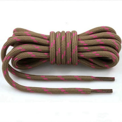 2 Pairs Round High Density Weaving Shoe Laces Outdoor Hiking Slip Rope Sneakers Boot Shoelace, Length:100cm(Light Brown-Rose Red)-garmade.com