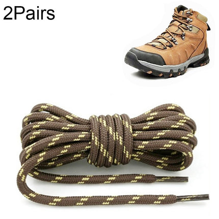 2 Pairs Round High Density Weaving Shoe Laces Outdoor Hiking Slip Rope Sneakers Boot Shoelace, Length:100cm(Coffee-Yellow)-garmade.com
