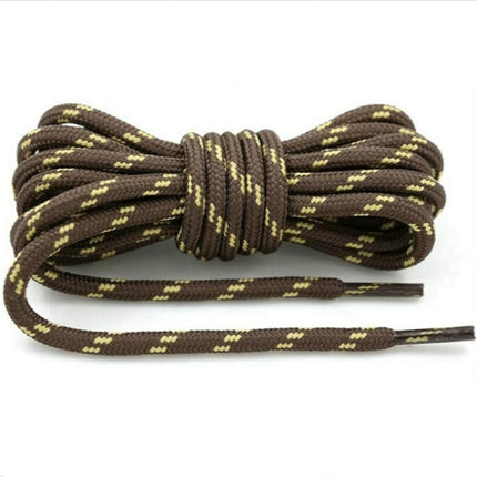 2 Pairs Round High Density Weaving Shoe Laces Outdoor Hiking Slip Rope Sneakers Boot Shoelace, Length:100cm(Coffee-Yellow)-garmade.com