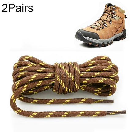 2 Pairs Round High Density Weaving Shoe Laces Outdoor Hiking Slip Rope Sneakers Boot Shoelace, Length:100cm(Red Brown-Yellow)-garmade.com