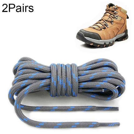 2 Pairs Round High Density Weaving Shoe Laces Outdoor Hiking Slip Rope Sneakers Boot Shoelace, Length:100cm(Dark Gray-Blue)-garmade.com