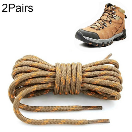 2 Pairs Round High Density Weaving Shoe Laces Outdoor Hiking Slip Rope Sneakers Boot Shoelace, Length:100cm(Light Brown-Gloden)-garmade.com