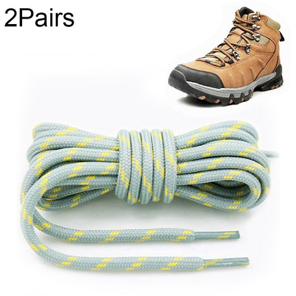 2 Pairs Round High Density Weaving Shoe Laces Outdoor Hiking Slip Rope Sneakers Boot Shoelace, Length:100cm(Light Gray-Yellow)-garmade.com