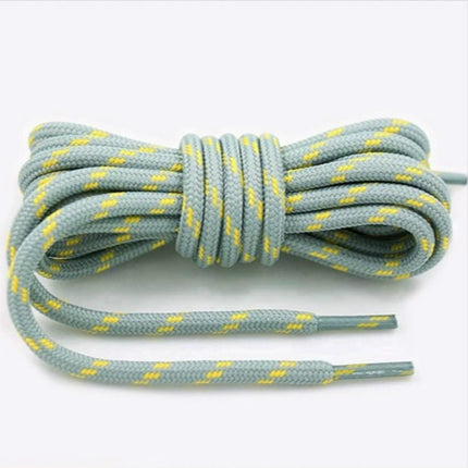 2 Pairs Round High Density Weaving Shoe Laces Outdoor Hiking Slip Rope Sneakers Boot Shoelace, Length:100cm(Light Gray-Yellow)-garmade.com