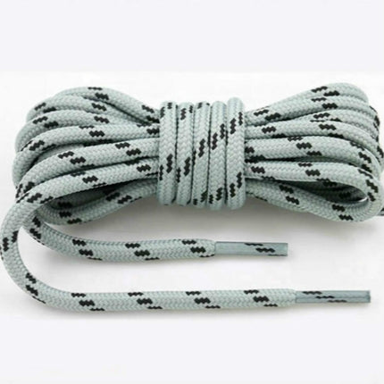 2 Pairs Round High Density Weaving Shoe Laces Outdoor Hiking Slip Rope Sneakers Boot Shoelace, Length:140cm(Light Gray-Black)-garmade.com