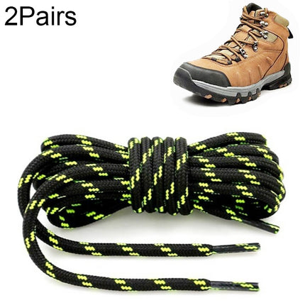 2 Pairs Round High Density Weaving Shoe Laces Outdoor Hiking Slip Rope Sneakers Boot Shoelace, Length:140cm(Black-Fluorescent Green)-garmade.com