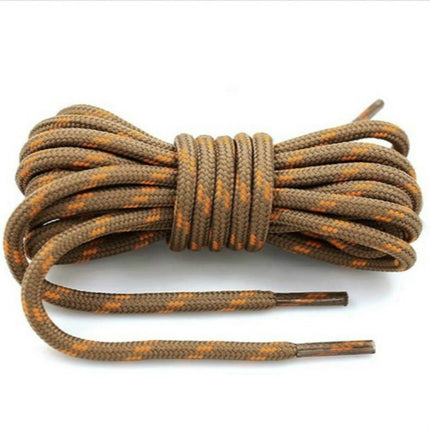 2 Pairs Round High Density Weaving Shoe Laces Outdoor Hiking Slip Rope Sneakers Boot Shoelace, Length:140cm(Light Brown-Gloden)-garmade.com