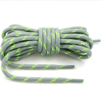 2 Pairs Round High Density Weaving Shoe Laces Outdoor Hiking Slip Rope Sneakers Boot Shoelace, Length:140cm(Light Gray-Green)-garmade.com