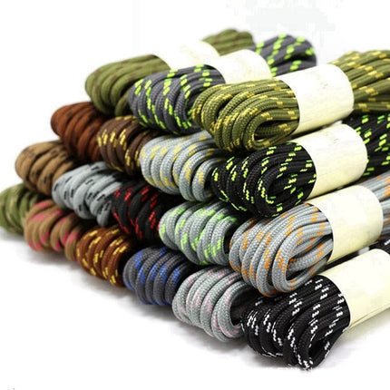 2 Pairs Round High Density Weaving Shoe Laces Outdoor Hiking Slip Rope Sneakers Boot Shoelace, Length:140cm(Light Gray-Green)-garmade.com