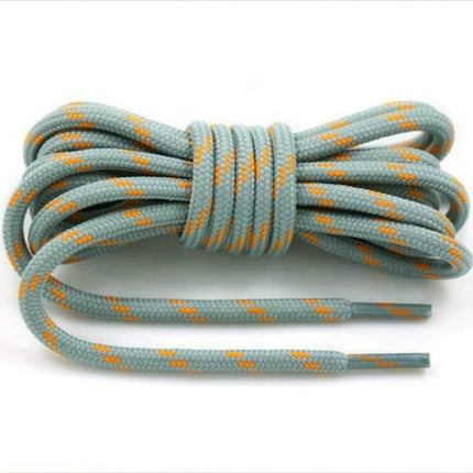 2 Pairs Round High Density Weaving Shoe Laces Outdoor Hiking Slip Rope Sneakers Boot Shoelace, Length:140cm(Light Gray-Orange)-garmade.com