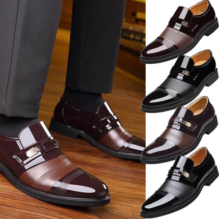 Men Summer Hole Shoe Slip-on Dress Business Shoes, Size:38(Black Sandals)-garmade.com
