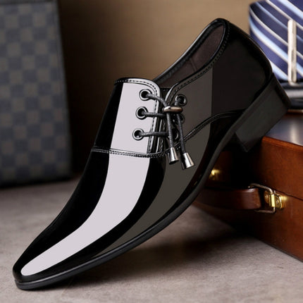Pointed Business Dress Men Glossy Casual Leather Shoes, Size:39(Black)-garmade.com