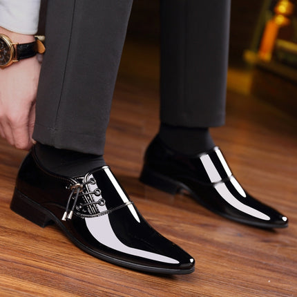 Pointed Business Dress Men Glossy Casual Leather Shoes, Size:42(Brown)-garmade.com